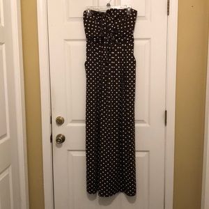 Brown strapless dress with pockets